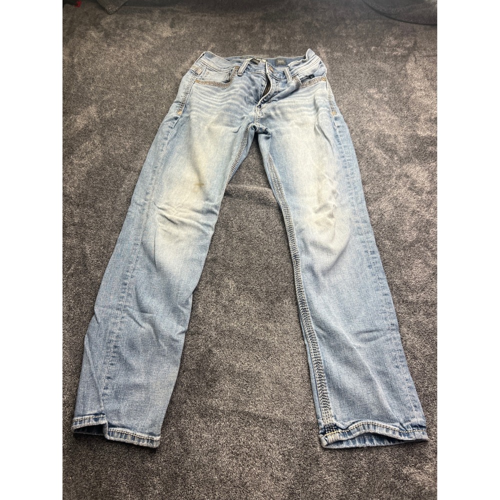 BKE Jake Straight Leg Jeans Mens 29S Light Wash Blue Denim Contrast Stitch